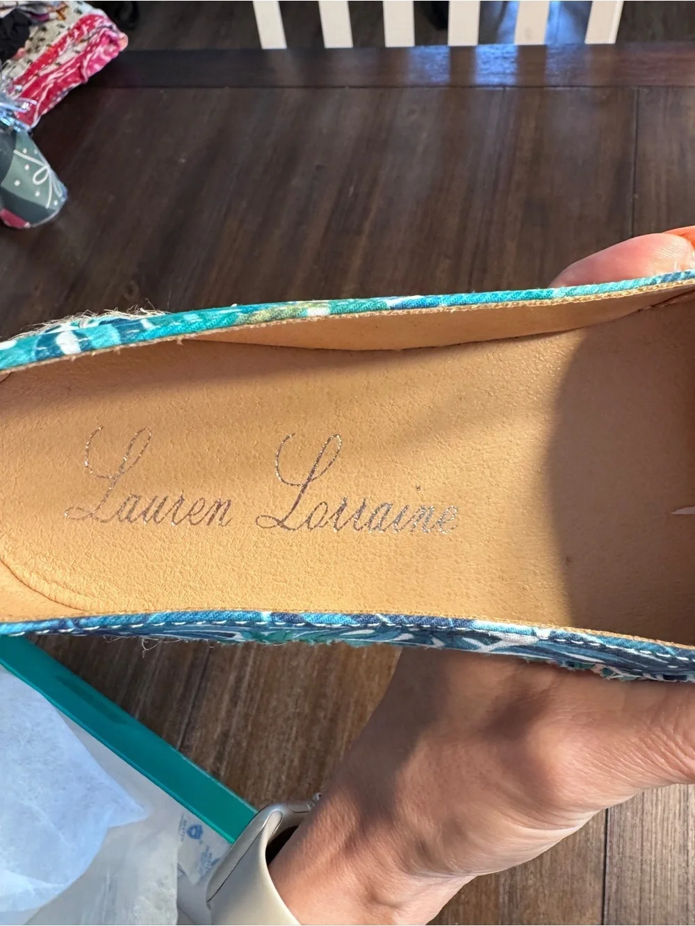 Lauren Lorraine Espadrille Flats Tropical Palm Crystal Embellished Shoes 8 NIB